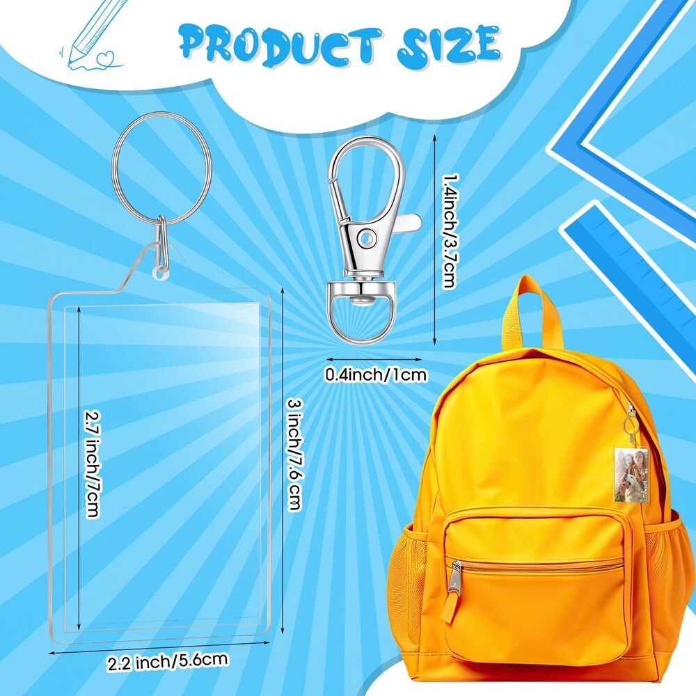 2801 50 Sets 2 x 3 Inch Acrylic Photo Frame Keychain Holder Photo Picture - Picture 2 of 6